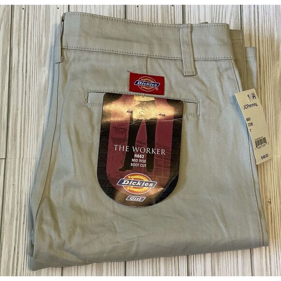 NWT  Vintage Dickies Girl N882 "The Worker" Mid-Rise Boot Cut Work Pants Size‎ 7 - Picture 1 of 5
